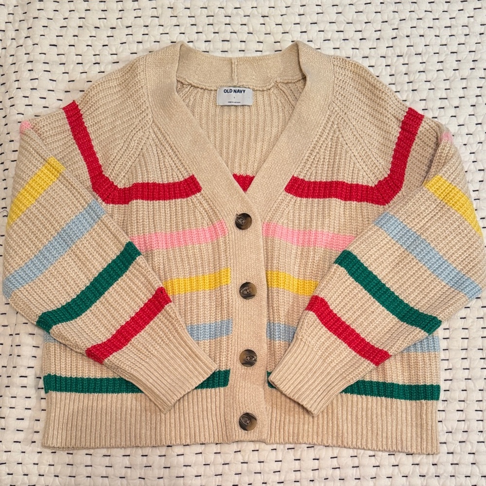 Old Navy Women's Multicolor Striped Shaker Cardigan | L